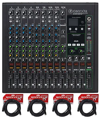 Mackie ONYX12 12-Channel Analog Mixer Multi-Track USB/3-Band EQ+Bluetooth+Cables • $584.99