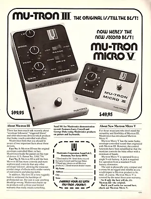 Vtg 1970s MUTRON III & MICRO V MAGAZINE PRINT AD Effect Pedal Pinup Page • $9.99