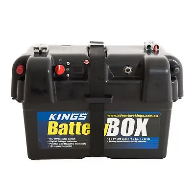 Adventure Kings Battery Box For Boats Campers Caravan 12V AGM Deep Cycle USB 4WD • $69.95