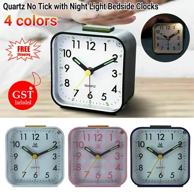 $14.88 • Buy Battery Operated Alarm Clock Quartz No Tick With Night Light Bedside Clocks