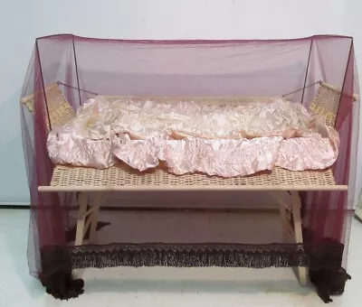Vintage Funeral Youth Repose Bed Ceremonial Deceased Wicker Display Table Veil • $650