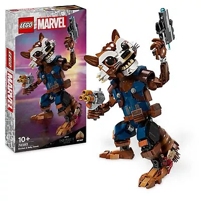 LEGO Marvel Rocket & Baby Groot Guardians Of The Galaxy Buildable Toy Raccoon  • £65.43