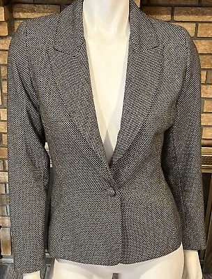 Zang Toi Black & White Patterned Cashmere Blazer Button Sleeve Detail Size 6 • $111.30