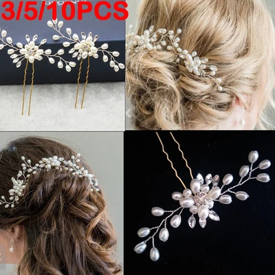 £7.79 • Buy Flower Wedding Hair Pins Bridesmaid Crystal Diamante Pearls Bridal Clips Grips