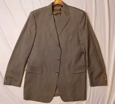 Hugo Boss Angelico Lucca 2 Piece Suit Men's Wool Brown Stripe Suit 44R 36W/34L • $79.99