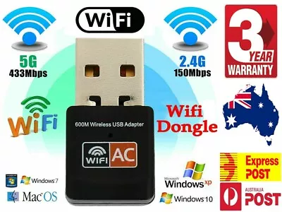 $8.86 • Buy Dual Band 600Mbps USB WiFi Wireless Dongle AC600 Lan Network Adapter 2.4GHz 5GHz