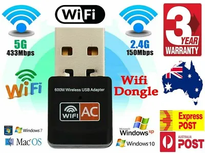 Dual Band 600Mbps USB WiFi Wireless Dongle AC600 Lan Network Adapter 2.4GHz 5GHz • $8.86