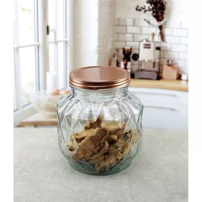 Circleware - Treasure Glass Canister 2Ltr With Copper Finish Lid • $9.95