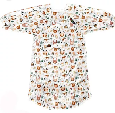 Baby Feeding Bib Waterproof Baby Bib Long Sleeve Animal Print 6M + • £7.95