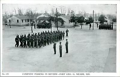 1940s WW2 Fort George Meade Maryland Company Passing In Review Base Postcard EM • $8.49