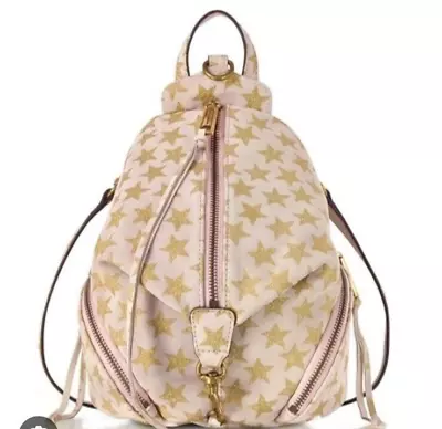 REBECCA MINKOFF Mini Julian Backpack W Stars Nude Pink Leather W Gold Stars • $89