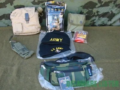 MIXED LOT US MILITARY ARMY Personal Gear Beanie Hats Canteen1st Aid Suspenders • $61.75