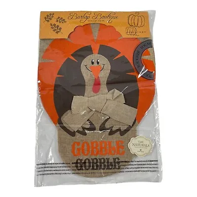 Gobble Gobble Turkey Flag Thanksgiving Burlap House 13 X 18.5  Garden Decor • $13.82
