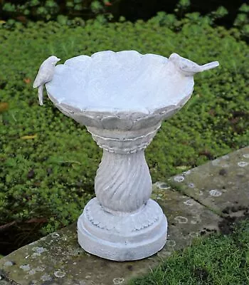 Garden Ornaments Bird Bath Feeder Home Decor 50cm Grey • £28.95