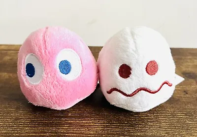 Pac-Man Soft Plush Ghosts Bundle - 3  Pink & White Ghosts - Very Good Condition. • £4.99