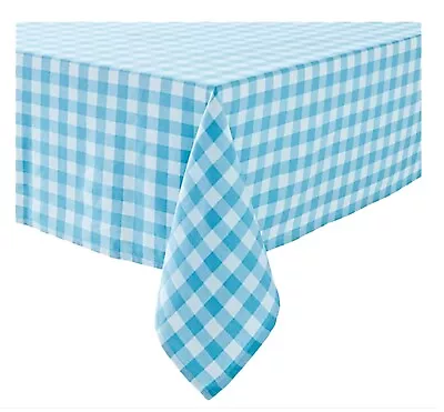 Blue White Gingham Plaid Tablecloth 60 X 84 Rectangle Oblong Cotton Easter • $24