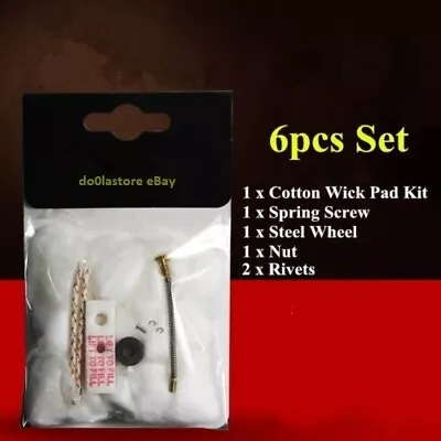 For Zippo 6pcs Set Of Steel Wheel& Rivet& Spring And Cotton Felt Wick Kit Pack • $7.39