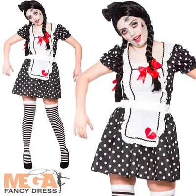 Broken Doll Ladies Halloween Fancy Dress Womens Ragdoll Adults Zombie Costume • £9.49