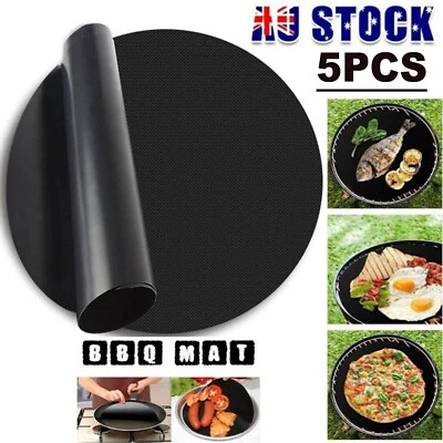 5 BBQ Grill Mat Non-Stick Cooking Baking Reusable Sheet Pad Party Outdoor • $11.49