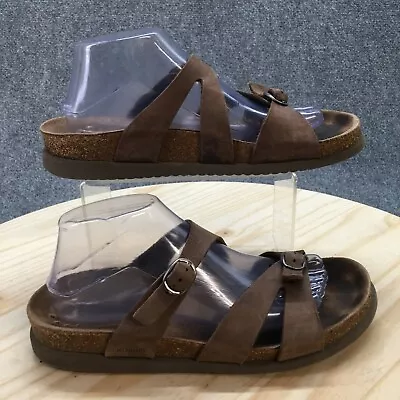 Mephisto Sandals Womens 41 Hannel Flip Flop Thong Brown Leather Slip On Buckle • $24.99