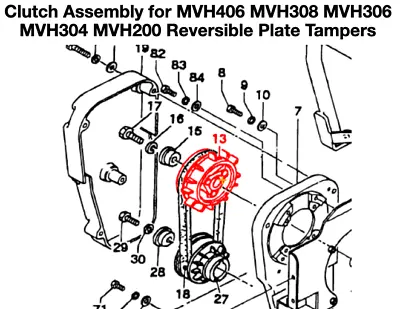 Multiquip Clutch Assembly For MVH406 308 306 304 200 Rev Plate Tampers 456343340 • $414