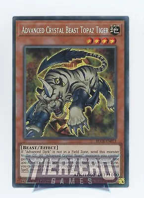 Yugioh Advanced Crystal Beast Topaz Tiger BLCR-EN013 Secret Rare 1st Edition • £1.79