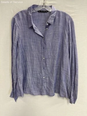 $18.88 • Buy Zara Basic Blue Long Sleeve Button Up Top Womens XL