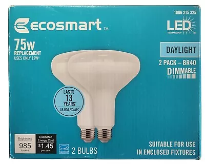 EcoSmart 75W Equivalent Daylight BR40 Dimmable LED Light Bulbs (2-Bulbs) NEW • $13.75