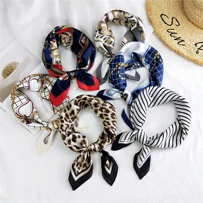 Women Elegant Square Silk Feel Satin Scarf Small Vintage Head Neck Hair Tie Band • £4.85