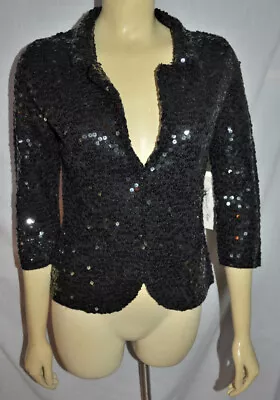 NEW NWT Colleen Lopez Black Sequins Jacket Cardigan XS My Favorite Things  • $75