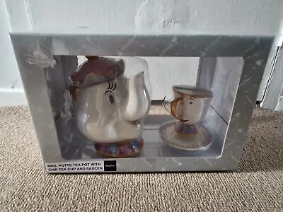 Disney Parks Mrs Potts Tea Pot With Chip Tea Cup And Saucer • £39.99