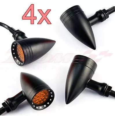 4X Black 12V Motorcycle Bullet 20 Amber LED Turn Signal Light Aluminum For Honda • $28.01