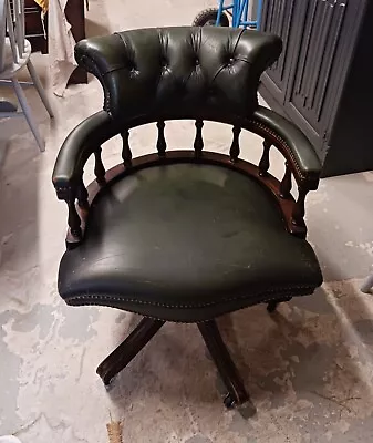 Vintage Green Chesterfield Captains Chair. • £325