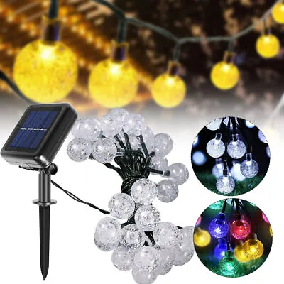 £4.39 • Buy Solar Powered 100 LED Fairy Crystal Ball String Lights Outdoor Garden Waterproof