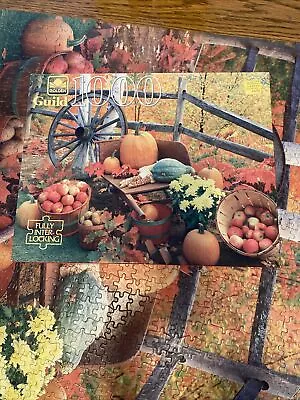 MB Vintage Autumn Still Life 1000 PIECE PUZZLE Pre Owned Complete • $14.99