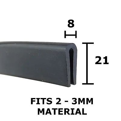 2mm-3mm Glass Metal Wood DIY Panel Edge Trim Seal Rubber U Channel Per Metre • £4.99