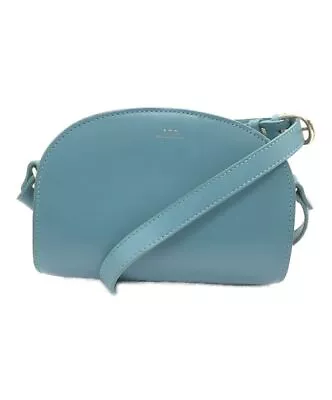 A.P.C. Half Moon Shoulder Bag Leather Blue CN-678 • $180.19