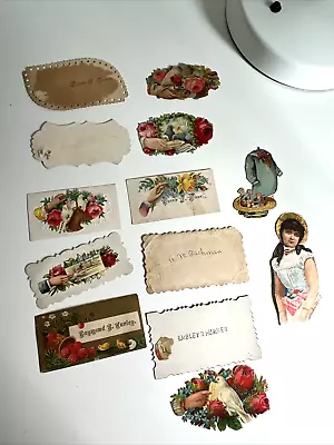 Vintage Calling Card Lot Victorian Signed Names Souvenir Rose Dove Die Cut CIN • $19.54