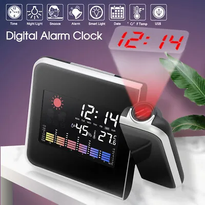 Smart Digital LED Projection Alarm Clock Temperature Time Projector LCD Display • $11.99