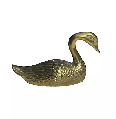 Vintage Small Gold Brass Swan Figure Home Decor 3.5” By 2” • $12.95