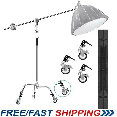 Heavy Duty Light Reflector C Stand With Boom Arm Castor Wheels And Carrying Bag • $129