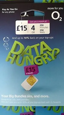 £0.99 • Buy O2 Sim Card Pay As You Go Nano Micro Triple Cut 4G GSM 02 For IPhone & Galaxy UK