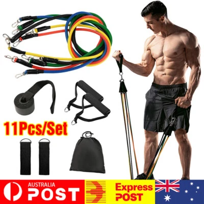$16.99 • Buy 11Pcs/Set Resistance Band Workout Yoga Exercise Crossfit Fitness Training Tube