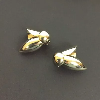 Bumble Bee Clip On Earrings Silverplate Stylized Modern Statement 80s Unbranded • $29.99