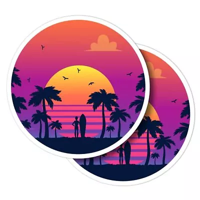 £2.99 • Buy 2x Vinyl Stickers Sunset Surfer Beach Surf #52195