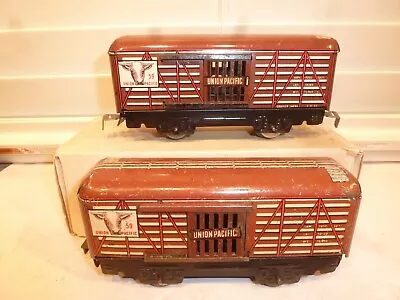 Pair Of Marx O-Gauge Train 4-Wheel 6-Inch #59 Union Pacific Tin Stock Cars • $13.99