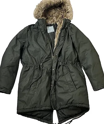 Military Parka Coat Outdoor Jacket Cold Weather Hoodie Green Type M54 Mens M • $78.20