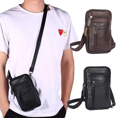 Men's Genuine Leather Sling Backpack Crossbody Chest Bag Sling Shoulder Bags • $10.99
