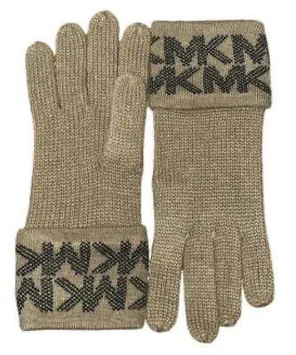 Michael Kors Jacquard Logo Gloves Brown With Black LOGOs One Size New • $29.99