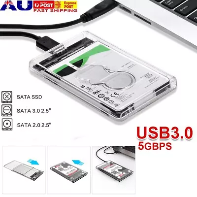 Transparent Hard Drive Enclosure USB 3.0 To SATA 2.5  External HDD SSD Case Disk • $8.99